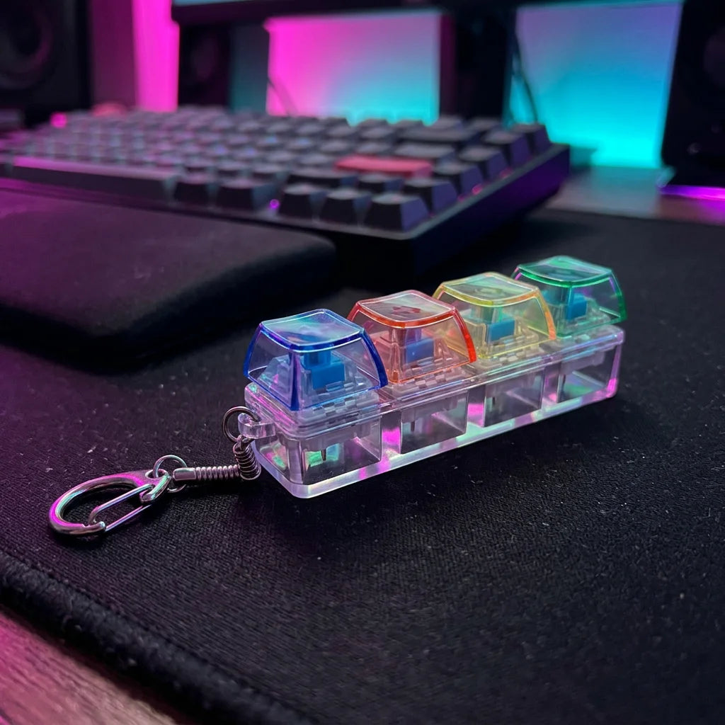 Wholesale Mechanical Keyboard Keycap Fidget Keychain Clicker Switch Custom Logo Stress Relief Fidget Toy Decompression Key Ring MegaBDM