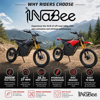 NaBee STK-01 3000W Electric Dirt Bike | 60V 20.8Ah 55km/h Hydraulic Suspension Adult Off-Road AliExpress