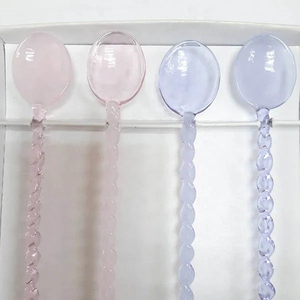 Customized Colored Handmade Borosilicate Glass Spoon-Eco-Friendly 15cm Modern Style Small Round for Coffee Tea & Party Use