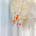 Luxury Korean Design Stainless Steel Shiny Zircon Geometric Trendy Cute Delicate Tiny Charms Fashion Jewelry Pendant Necklaces