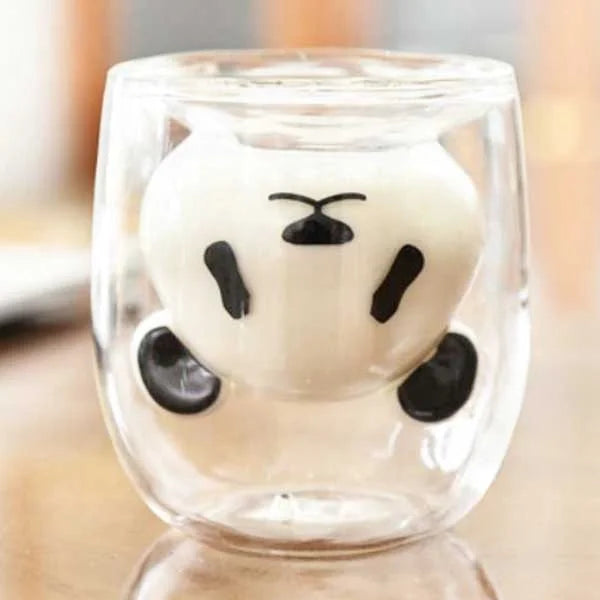 Factory Wholesale Eco-Friendly Hand Blown Borosilicate Glass Animal Pattern Double Wall Wedding Mug Coffee Tea Milk Water