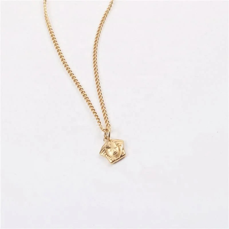 Jewelry 18k Gold Plated Stylish Head Pendant Necklace Pvd Gold Plated Stainless Steel Jewelry Tarnish Free Jewelry