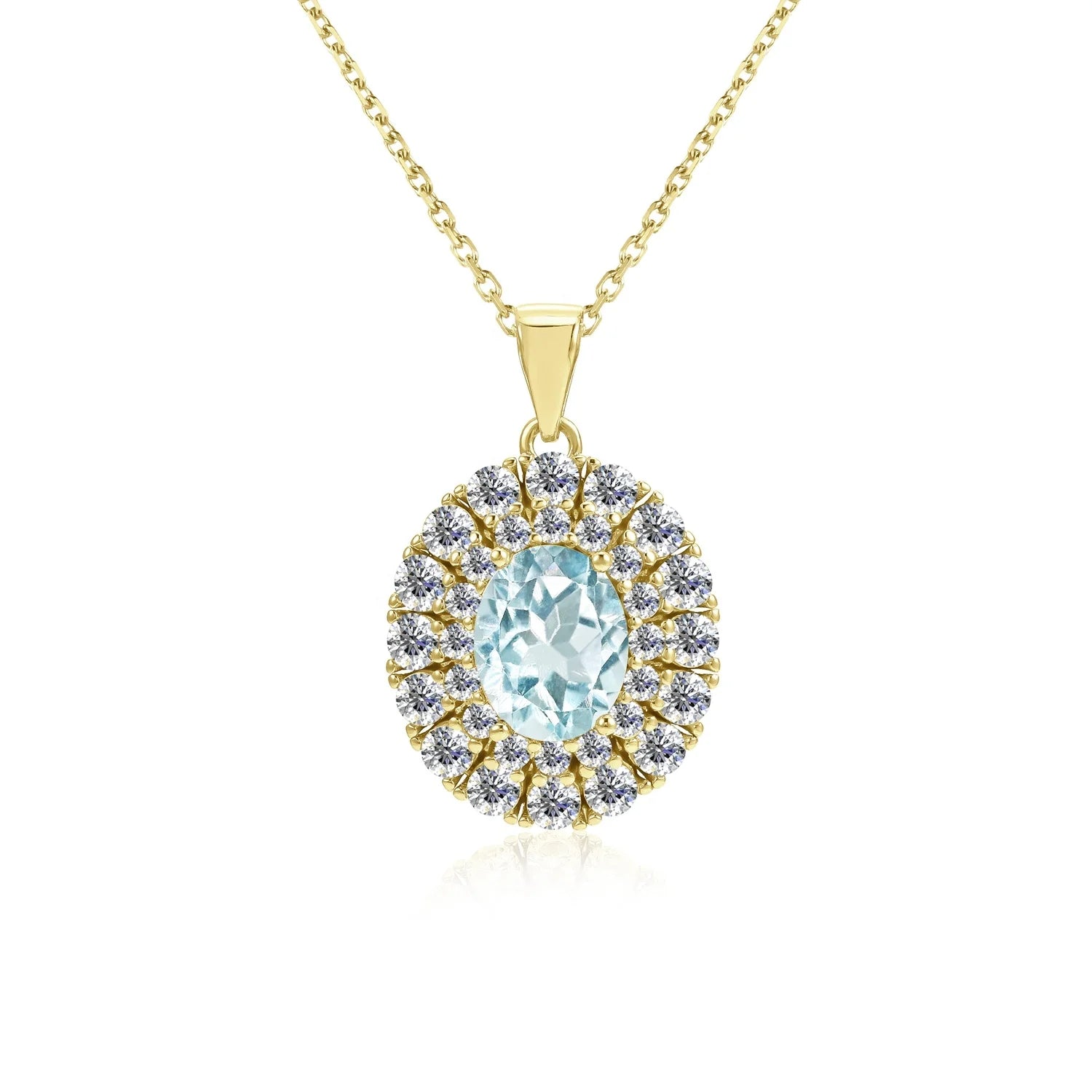 Natural Sky Blue Topaz 925 Sterling Silver Luxury Vintage Pendant Necklace Fine Jewelry for Women 2022 Destiny Jewellery