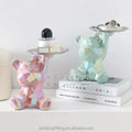 3D pink Dish Bowl Statue Storage watch Jewelry Key holder ceramics bear tray for Home Decoration