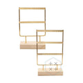 Wood Base Metal 3-Layer Rectangle Portable Luxury Modern Earring Display Stand for Retail Shop Luxury Store Choice