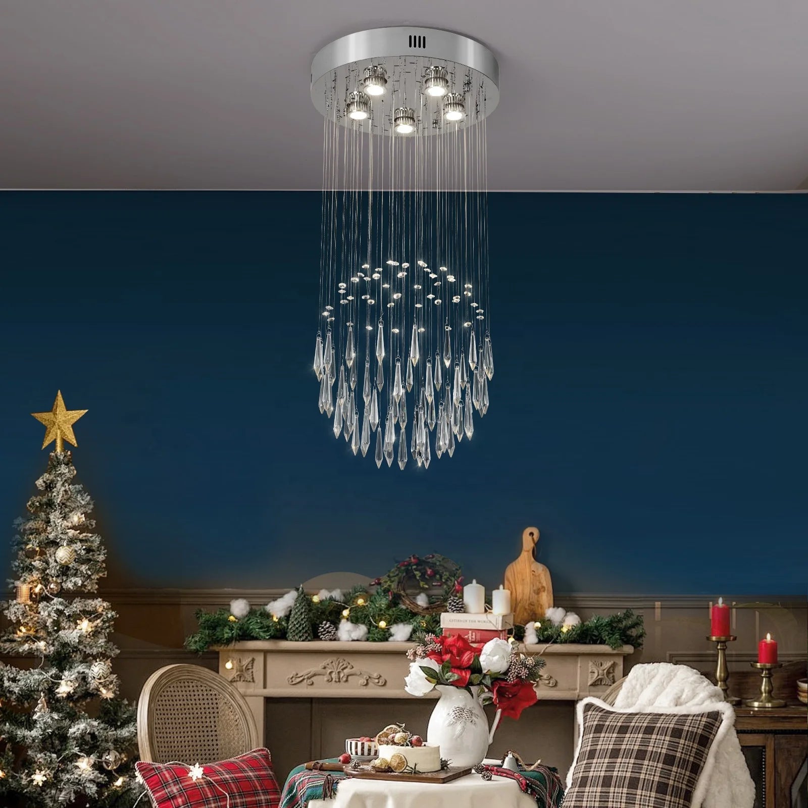 Stainless Steel Crystal Light Hotel Apartment Indoor Lighting Decorative Chandelier