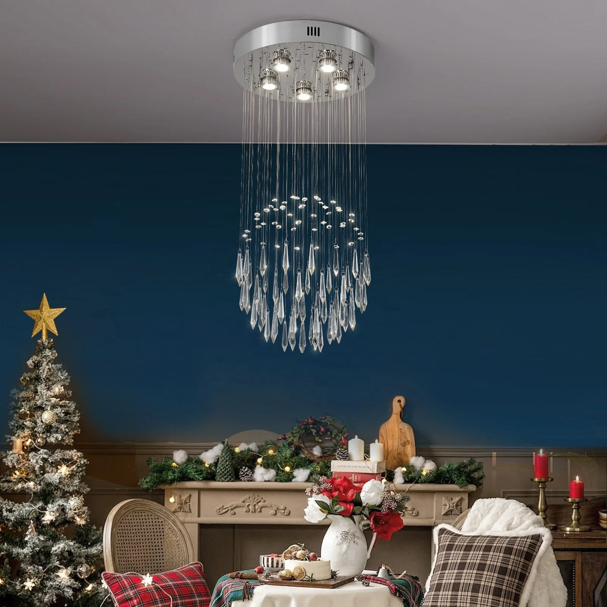 Stainless Steel Crystal Light Hotel Apartment Indoor Lighting Decorative Chandelier MegaBDM