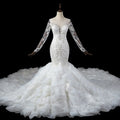Jancember LSDZ105 Slim Long Sleeve Sequins Beaded Bridal Wedding Women's Mermaid Dresses