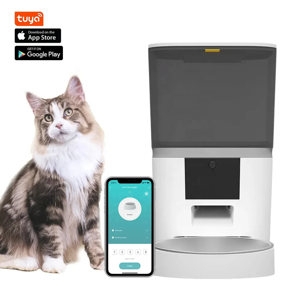 6L Auto Pet Cat Dry Food Dispenser with Clog-Free Design WIFI Automatic Cat Feeder