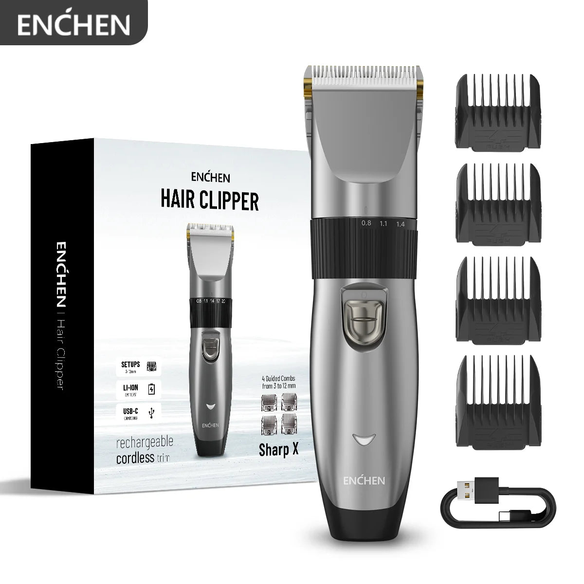ENCHEN Sharp X Professional Haircut Clipper Single Handfine-Tuning Design With Safety Lock Upgraded Ceramic Blade Type-C Port