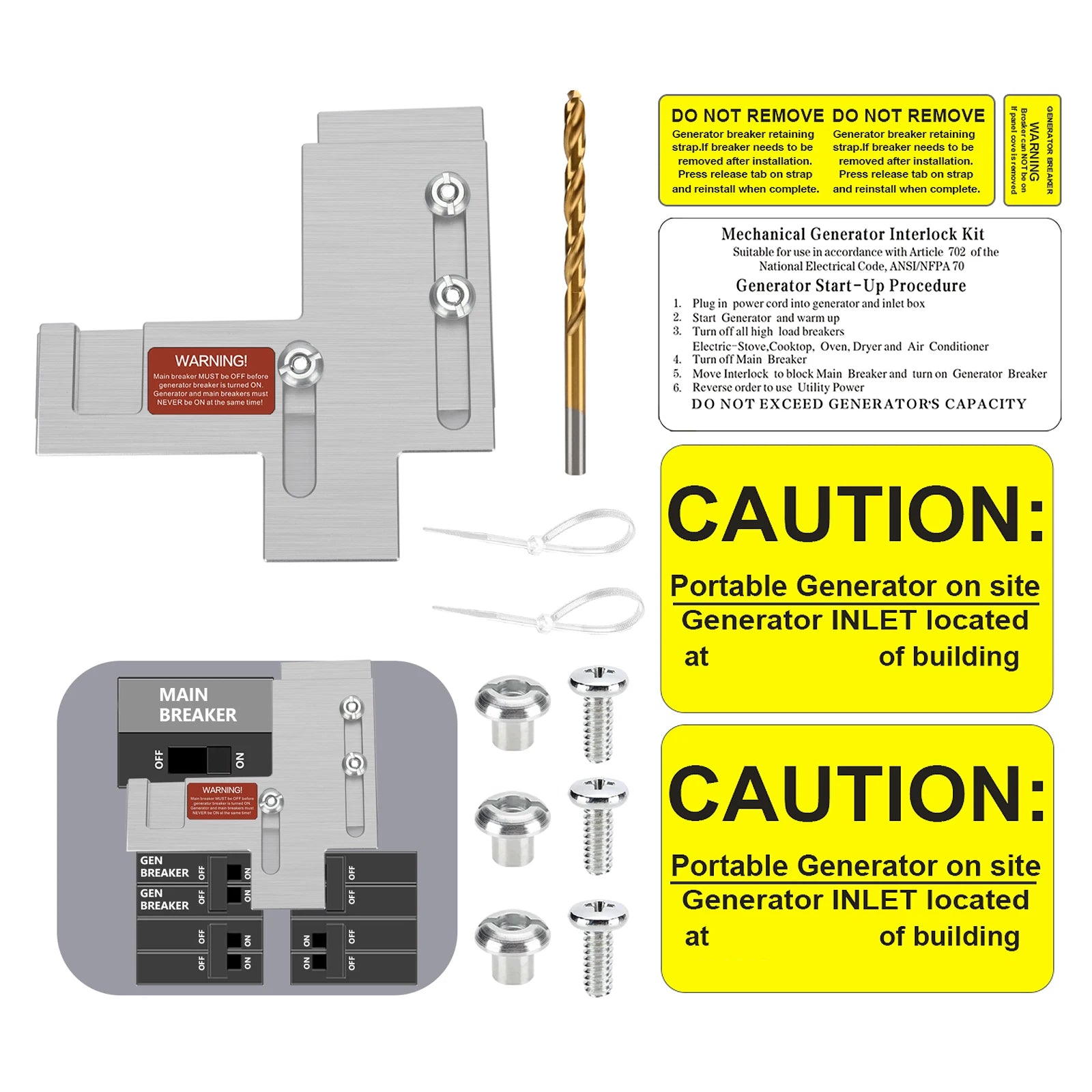 Professional Electrical Interlock Kit for 150-200 Amp Panels7/8-1 1/4 " Spacing Between Main and Branch Breaker (SIE-P2)
