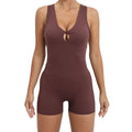 Janya Women's Front Twist Gym Hollow Yoga Jumpsuit One Piece Fitness Bodysuit With Sleeveless Romper for Sports Workout