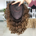 Alternative Hair Curly Wavy Human Hair Topper Silk Based Hand Tied Women Toupee Silk Base Jewish Hair Topper
