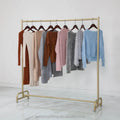 Gold Stainless Steel Detachable Movable Wheel Rail Stand Carton Display Rack for Wedding Dresses & Formal Gowns