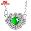 Natural a Type Emerald Green Egg Noodles Ruyi S925 Silver Inlay Pendant Ice Jade Stone Women's Fashion Pendant Set Chain MegaBDM