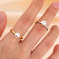 New Arrival Minimalist Ring Stainless Steel Silver Gold Plated Band Cute Single Freshwater Pearl Ring Girls Ring for Daily