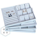 PU Leather White Luxury Portable Jewelry Display Tray for Accessories Storage