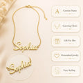 Custom Name Necklace Personalized Gold Plated Stainless Steel Nameplate Necklace for Women Handmade Script Jewelry Gift for Her MegaBDM