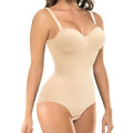 Women's Seamless Breathable Belly Control Thong Halter Sexy Padded Body Shaper Shapewear Bodysuit with Padded Bra MegaBDM