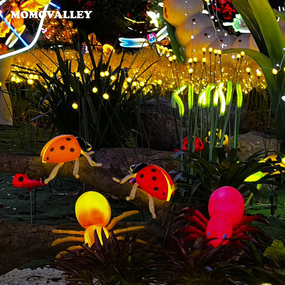 Red & Yellow LED Glowing Ladybug Garden Decoration Outdoor Christmas Light Decorative Lamp with IP65 Rating for Garden