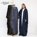Hafizah Navy Blue Contrast Piping Abaya Dubai Muslim Dress Wholesale Butterfly Sleeve Kaftan Ramadan Eid 2026 Factory Supplier MegaBDM