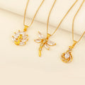 QIKU Niche Animal Pendant Necklace with Dragonfly/Swan/Peacock Designs Crystal Zirconia Stone Fashion Necklace for Women