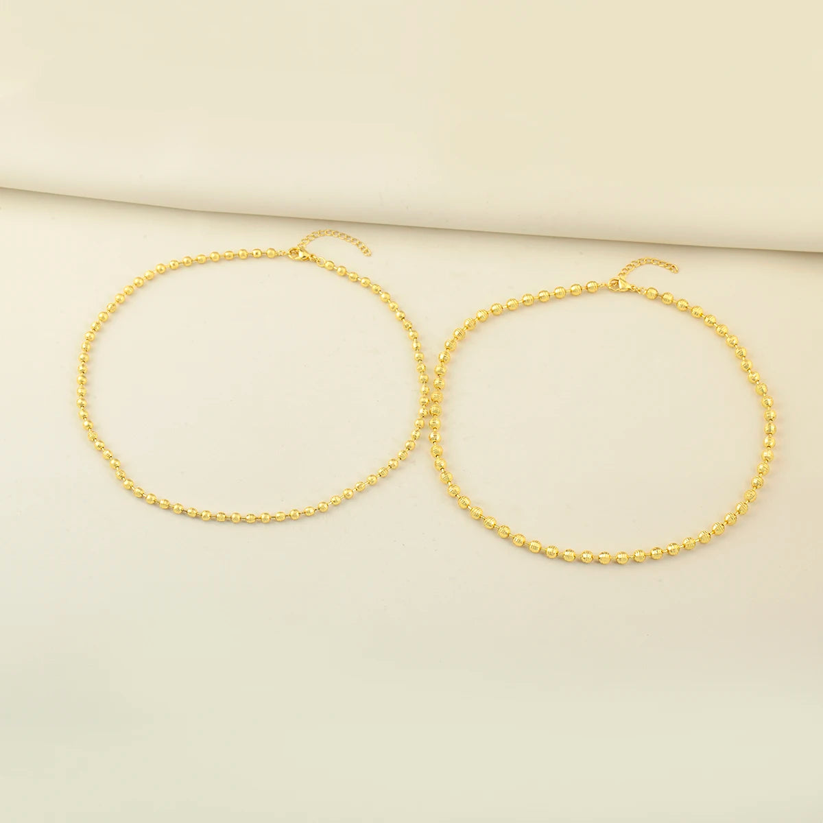 QIKU Wholesale Gold Plated Copper 4mm 5mm Beaded Round Premium Fashion Choker Necklace Ready Stock for Women Men