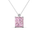 2023 New Fine Women Jewelry Ice Crushed Cubic Zirconia 925 Sterling Silver Emerald Cut Pink Pendant Necklace Destiny Jewellery