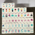 Modern American Travel-Themed Acrylic Mahjong Set - Colorful Engraved Portable Eco-Friendly Board Game with Wind & Season Tiles MegaBDM