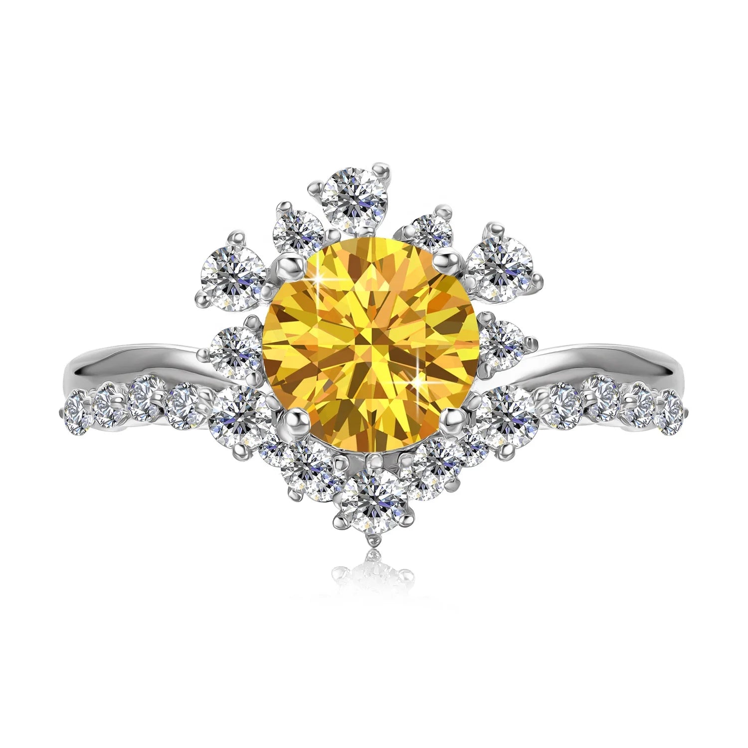 New GRA Colored Moissanite Diamond 925 Sterling Silver Cluster Flower Engagement Ring Jewelry for Women Destiny Jewellery
