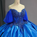 Jancember 1247 Beautiful Off Shoulder Sweetheart Royal Blue Quinceanera Dresses