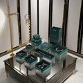 Elegant Retro Gold Foil Printed Square Jewelry Box Luxury Velvet Lined Ring Case for Earrings Necklaces Rings Side Bow Gift Box