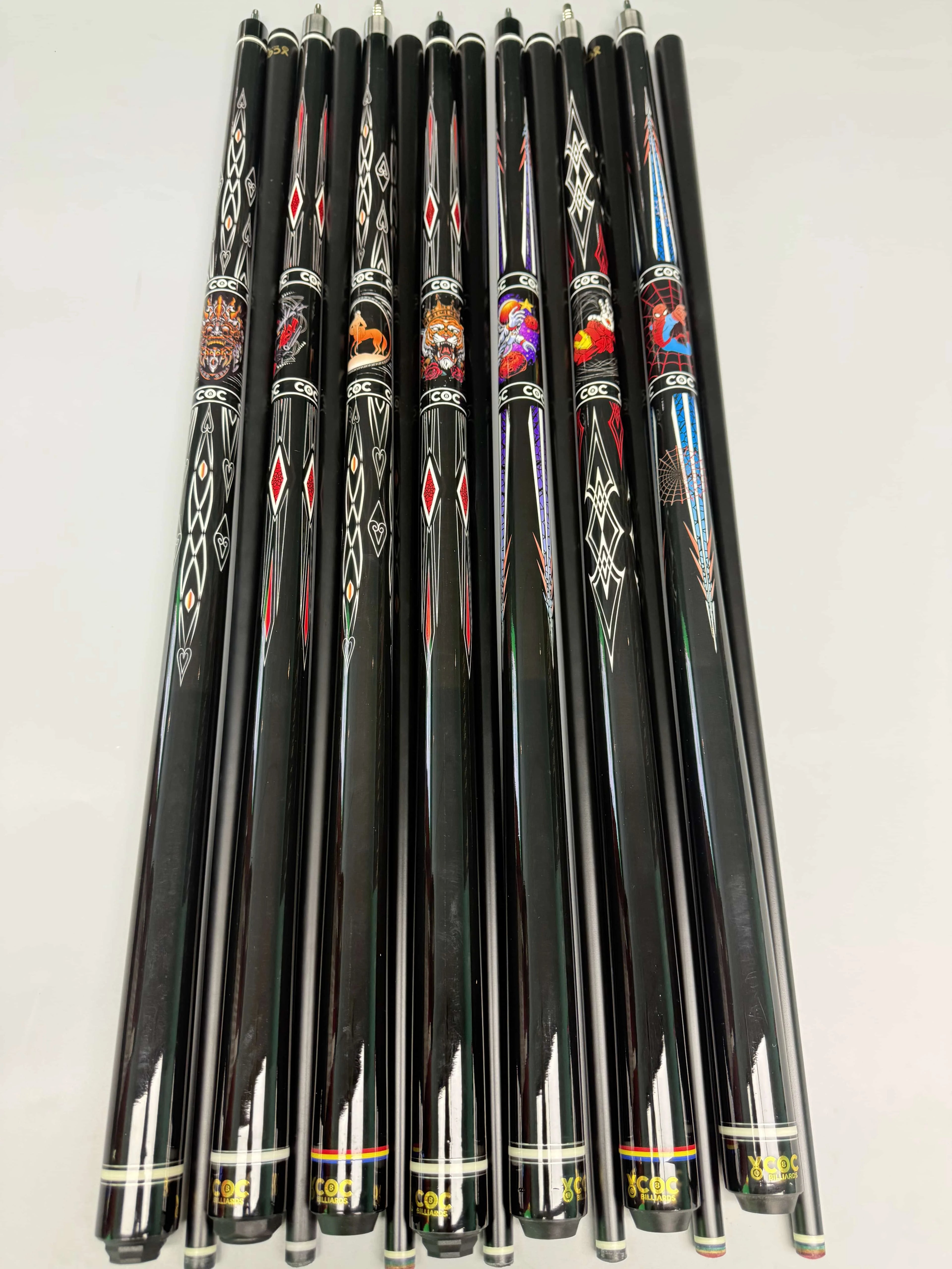 Factory-Direct Lightweight Durable 1/2 Split Pool Cue Fiberglass Shaft Uniloc Joint 147cm Wrapless Butt Sleeve Cue Bag Snooker