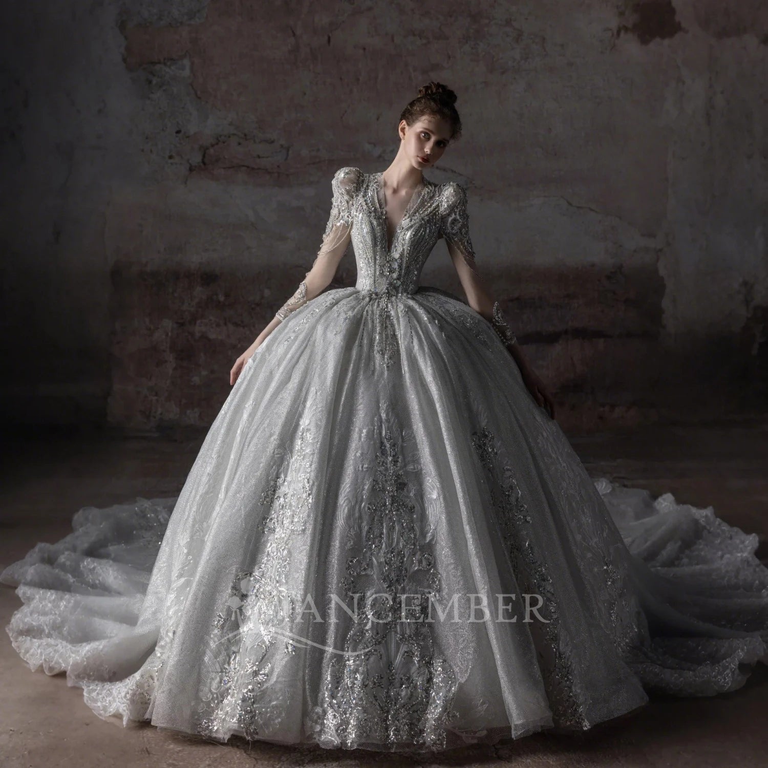 Jancember LSHT071 High-end Tassel Diamond Rare Ball Gown Wedding Dresses