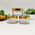 Stock Cosmetic Cream Packaging 120ml 50ml Transparent Wild-mouth Bottle Electroplated Gold Cover