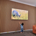 Wood Slat Sound Blocking Panels Noise Canceling Custom Size Natural Wood Grain High Density Sound Absorption Durable Structure