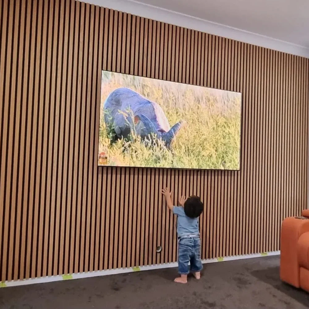 Wood Slat Sound Blocking Panels Noise Canceling Custom Size Natural Wood Grain High Density Sound Absorption Durable Structure