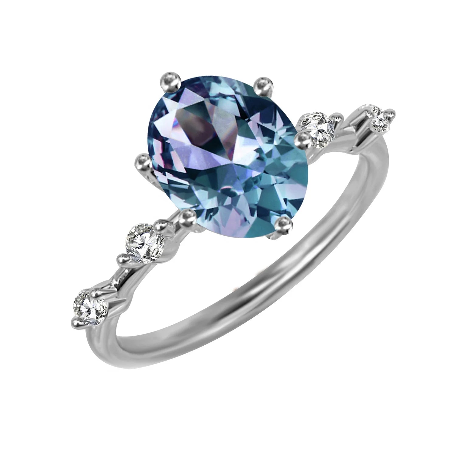 New Silver 925 Color Change Stone Jewelry Vintage Oval Cut Alexandrite Engagement Ring for Women Destiny Jewellery