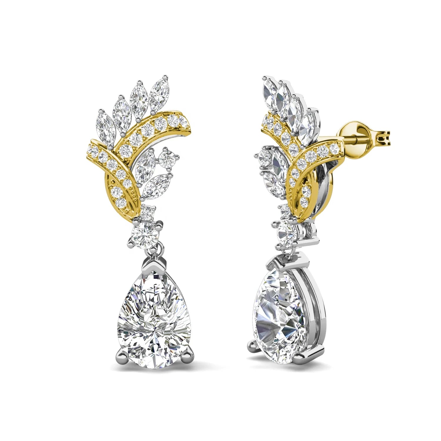 Wholesale VVS1 2CT Moissanite Diamond 925 Silver Luxury Tear Drop Gold Leaf Earrings Women Fine Jewelry Destiny Jewellery