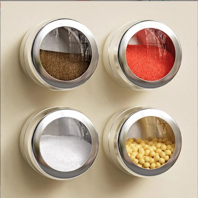 Stainless Steel Spice Jar Container Pepper Shaker Bottles Magnetic Tin Jar Kitchen Condiment Spice Jar