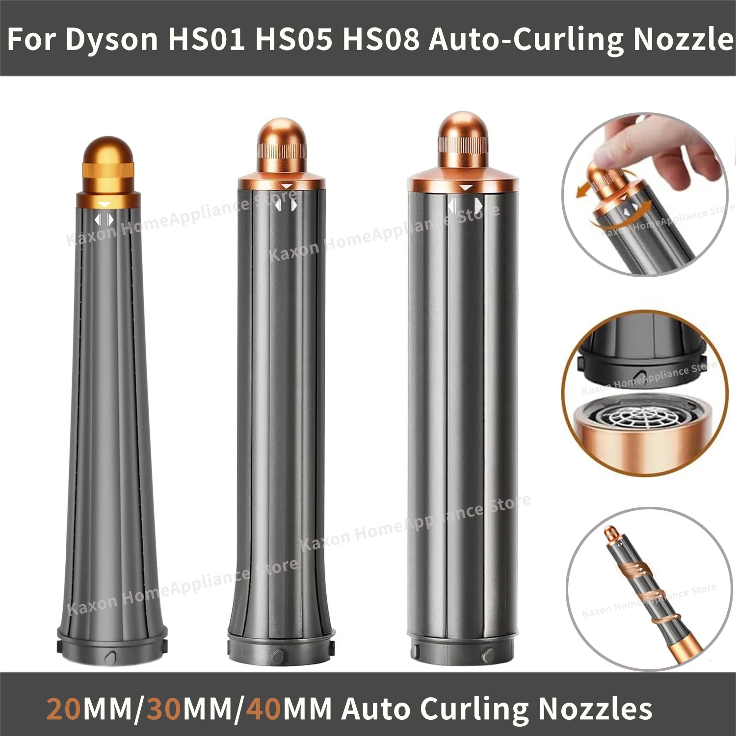 Auto Curling Barrel Wand Nozzle For Dyson Airwrap HS01/05/08 Dual Rotation Curling Waves Voluminou 20/30/40mm Curling Hair Style