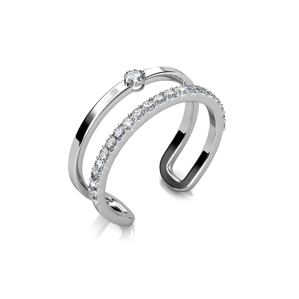 Daisini Stylish Ring Embellished with Swarovski Crystals  Sterling Silver 925 Jewelry Wholesale 18K Gold Plated Ring New Design