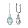Wholesale Natural Gemstone Blue Topaz Jewelry Vintage 925 Silver Huggie Dangle Drop Oval Earrings for Women Destiny Jewellery