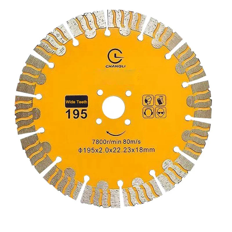 OEM Industrial Wide Teeth 195mm Segmented Diamond Saw Blade Ti-Coated Finish for Wall Concrete Cutting/Grooving 3-Year Warranty MegaBDM