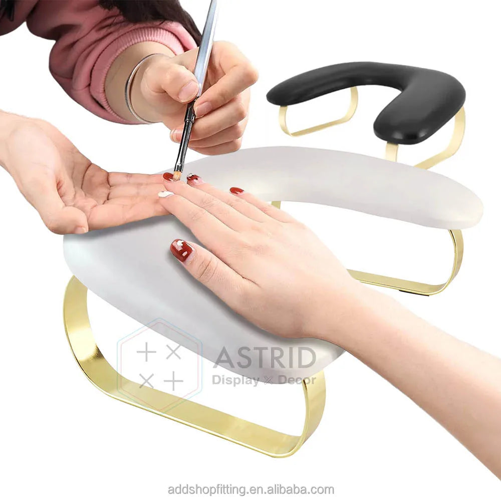 Nail Art Hand Stand Holder Nail Hand Rest Pillow Cushion U-shaped Manicure Soft PU Leather Modern