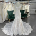 Jancember LSSG024 Embroidery Lace Fabric Mermaid Wedding Party Dresses
