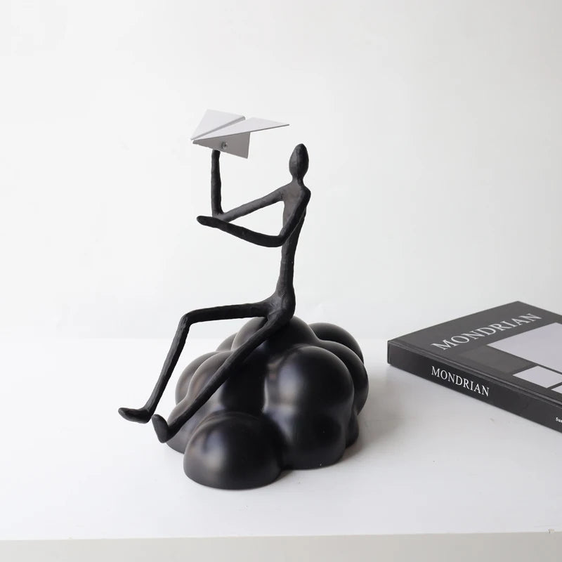 Creative Gifts Small Figure Statue Living Room Office Library Metal Home Accessories