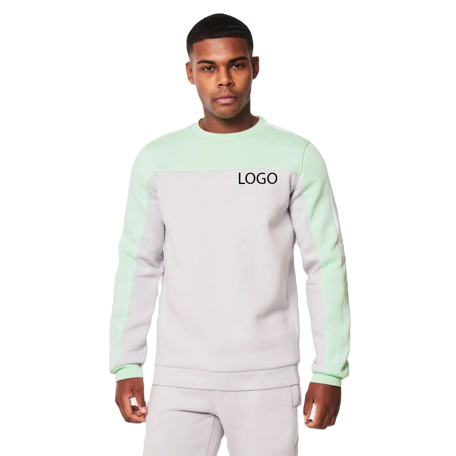 Midweight Cotton Fleece Crewneck Sweatshirt Drop Shoulder Regular Fit Breathable Smooth Finish Custom Logo