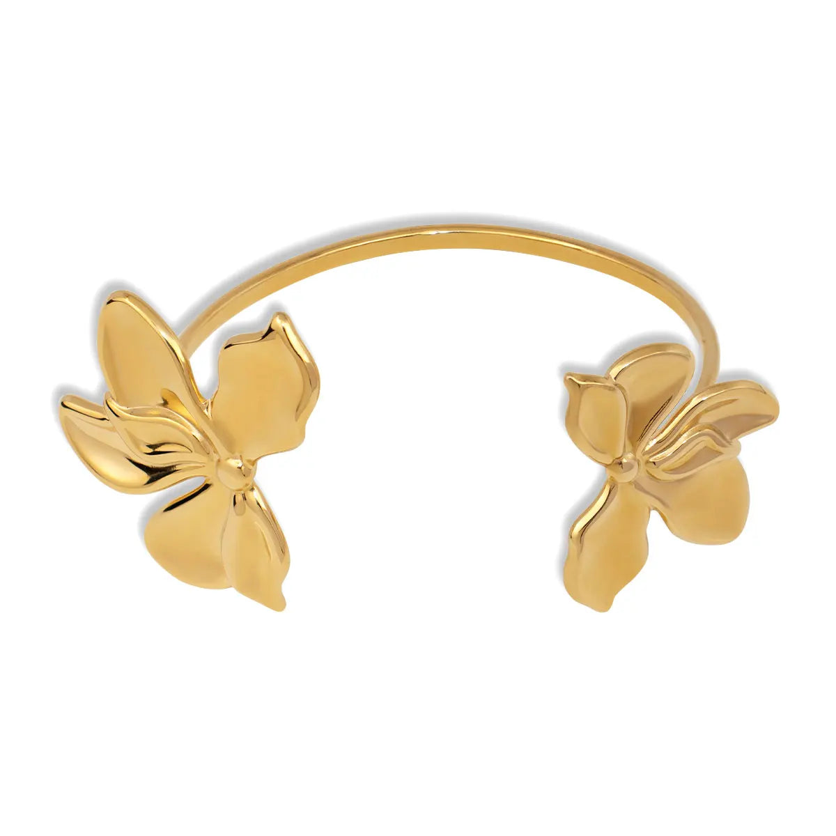 Wholesale Trendy Stainless Steel Big Flower Cuff Bangle 18K Gold Plated Unisex Wedding Bracelet