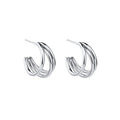 925 Sterling Silver Temperament Three-Circle Earrings Wind Multi-Layer Hollow Circle Wedding Fashion Earrings for Bride